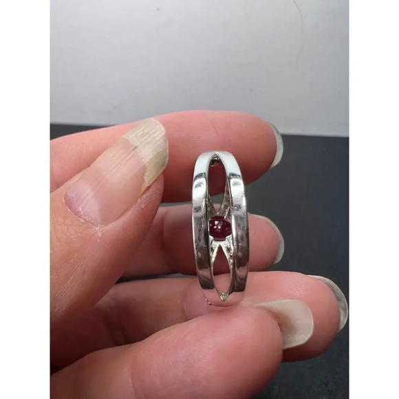 Ruby and zircon crisscross sterling silver ring size 9 - Picture 10 of 10